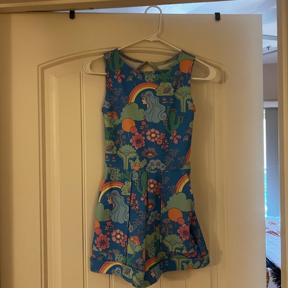 BlackMilk Vibrant playsuit with Rainbow Print